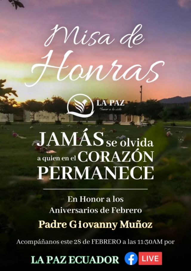 MISA DE HONRAS ANIVERSARIOS MES DE FEBRERO