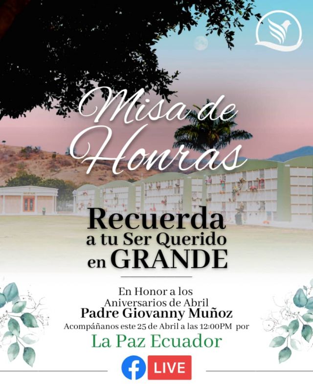 MISA DE HONRAS ANIVERSARIOS MES DE ABRIL