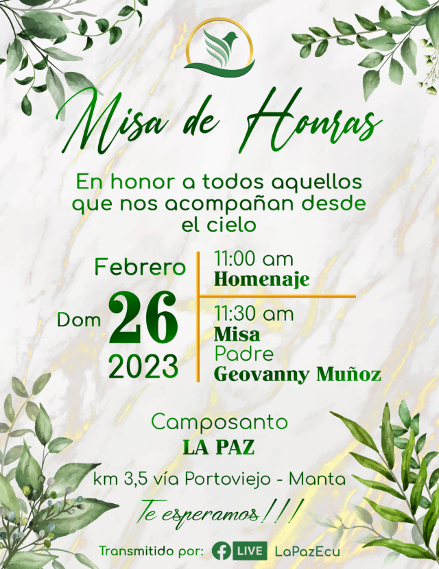 MISA DE HONRAS DEL MES DE FEBRERO